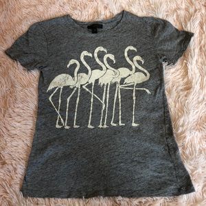 J. Crew grey t-shirt with flamingo design. Size XS